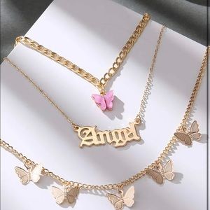 Butterfly Decor Layered Chain Necklace